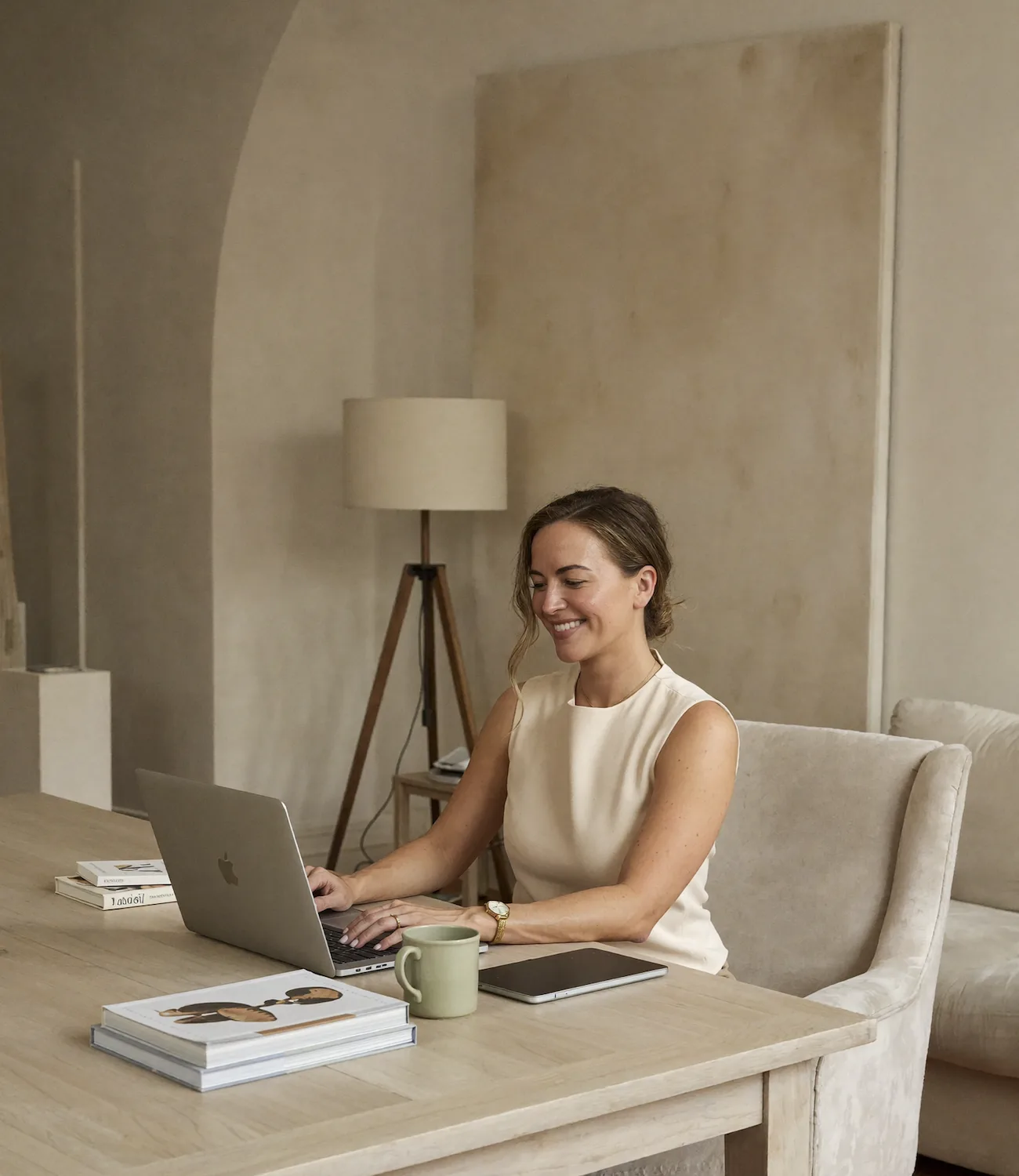 Jessica working at her desk